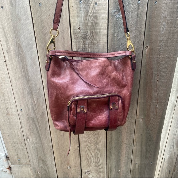 She+lo boho Burgundy Leather Shoulder crossbody Bag - Picture 2 of 15